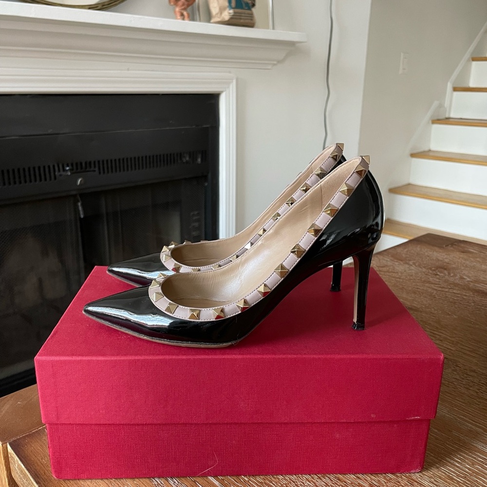 Valentino Rockstud Accent Patent Leather Heels